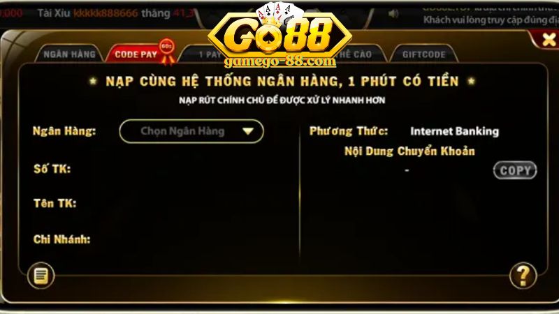 Các điều kiện để nạp tiền và rút tiền Go88 thành công Các điều kiện để nạp tiền và rút tiền Go88 thành công