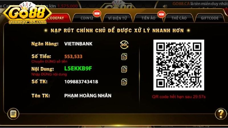 Hướng dẫn các cách nạp tiền Go88 mới nhất 2026 Hướng dẫn các cách nạp tiền Go88 mới nhất 2026