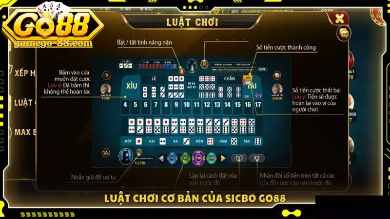 Luật chơi Sicbo Go88 cơ bản