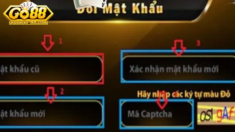 Nhập thông tin các mật khẩu Go88 theo yêu cầu